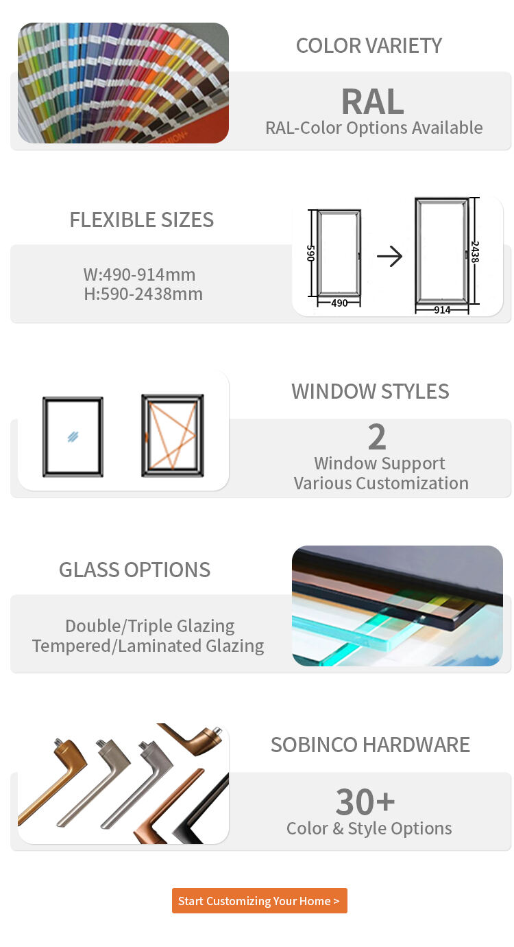 Full Customized Minimalism Aluminum Tilt Turn Windows Sound Proof Heat Insulation Double Glazing Narrow Frame Windows factory