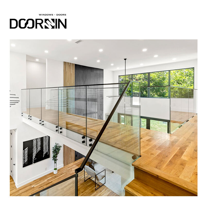 Doorwin Residential Dallas Project Balcony Durable U Channel Staircase Aluminum Glass Railing factory