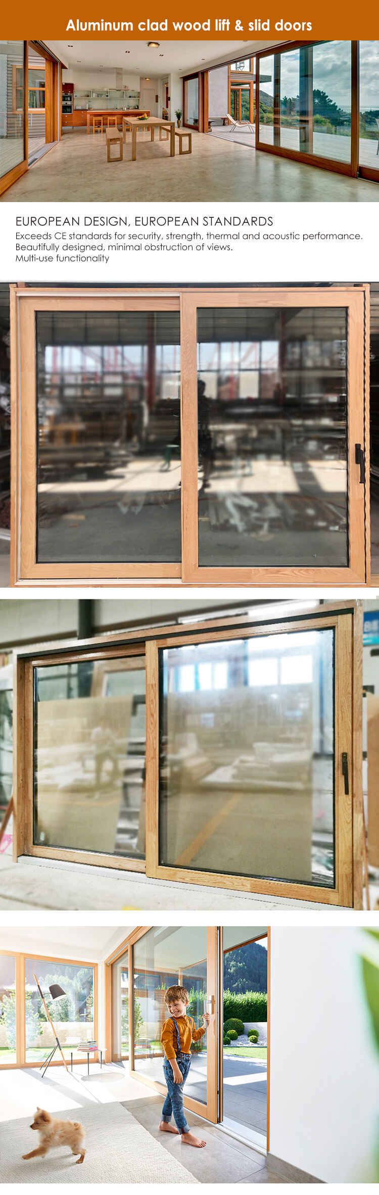 Verified Pro Doorwin Wood Frame Double Glass Safety Heavy Duty Multi Panel Lift and Sliding Doors Patio Door supplier