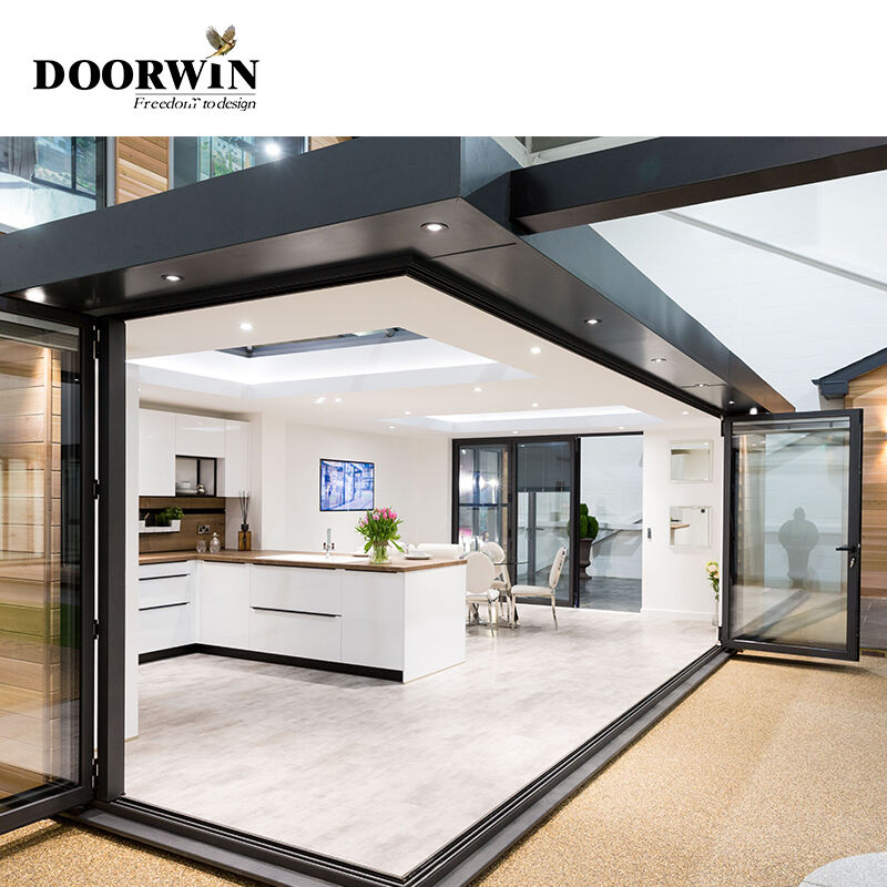 Doorwin patio double glass exterior accordion folding door residential aluminium bifold doors manufacture