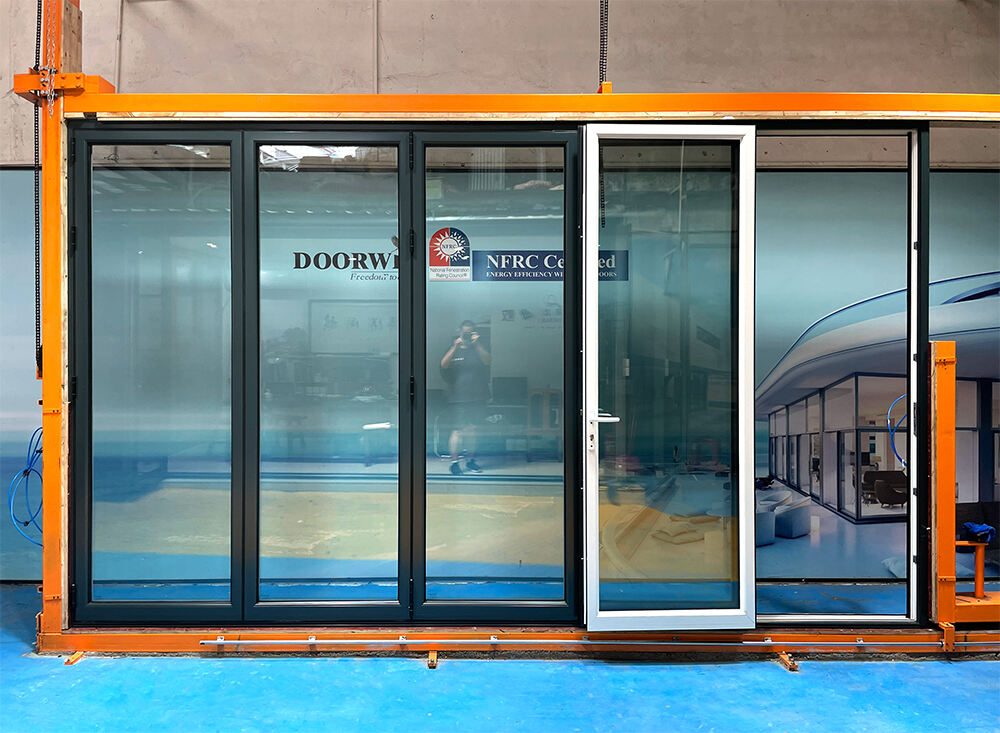 Doorwin Most Popular thermal break aluminum doors sound proof double glazed heavy duty multi panel bi folding doors manufacture