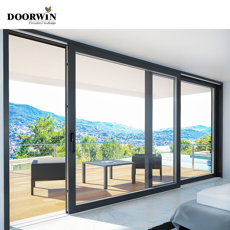 Doorwin Großhandelspreis Modernes Design Pulverbeschichteter Aluminiumrahmen Terrassentür Aluminium Doppelglas Schiebetür Herstellung