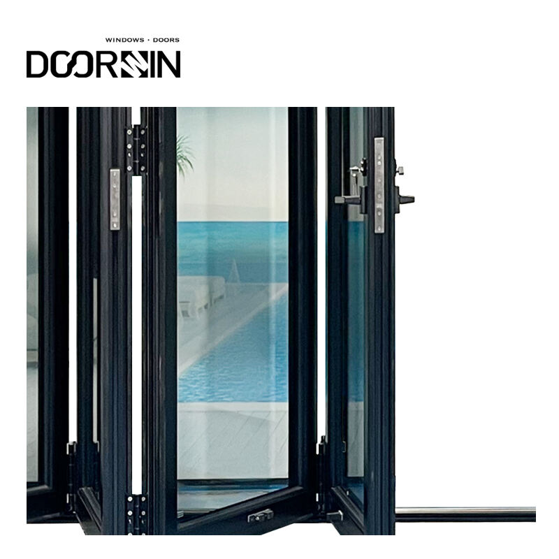 Panoramic Accordion Double Glazed Glass Doors Balcony Multi Panel Thermal Break Aluminum Heavy Duty Bi Fold Doors details