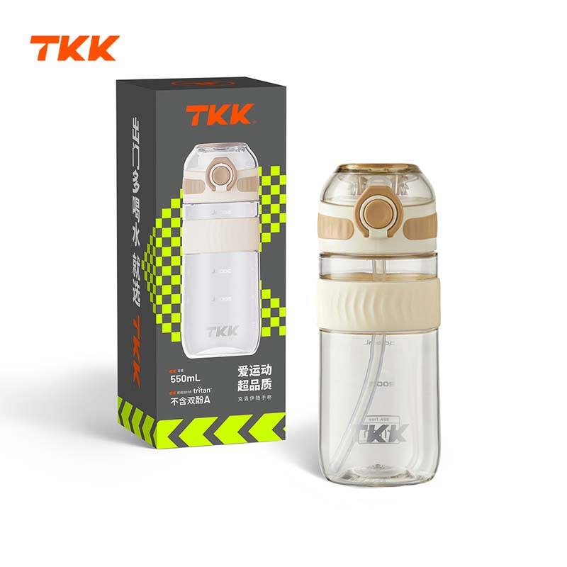 TKK 18oz/500ml Water Bottles with Straw Lid & Carry Handle, Pop Button BPA Free Leak Proof Water Bottle for School