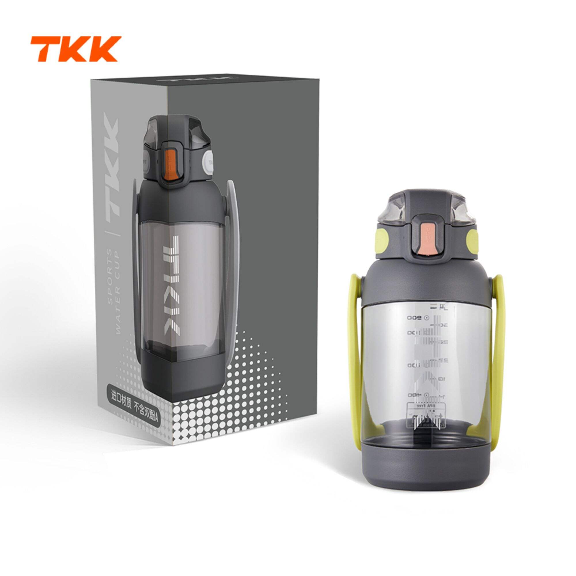 TKK 1000 ml/1200 ml/1500 ml avec paille Grande bouteille d'eau avec passoire à fruits et poignée, Tritan sans BPA pour salle de sport, camping, sports de plein air