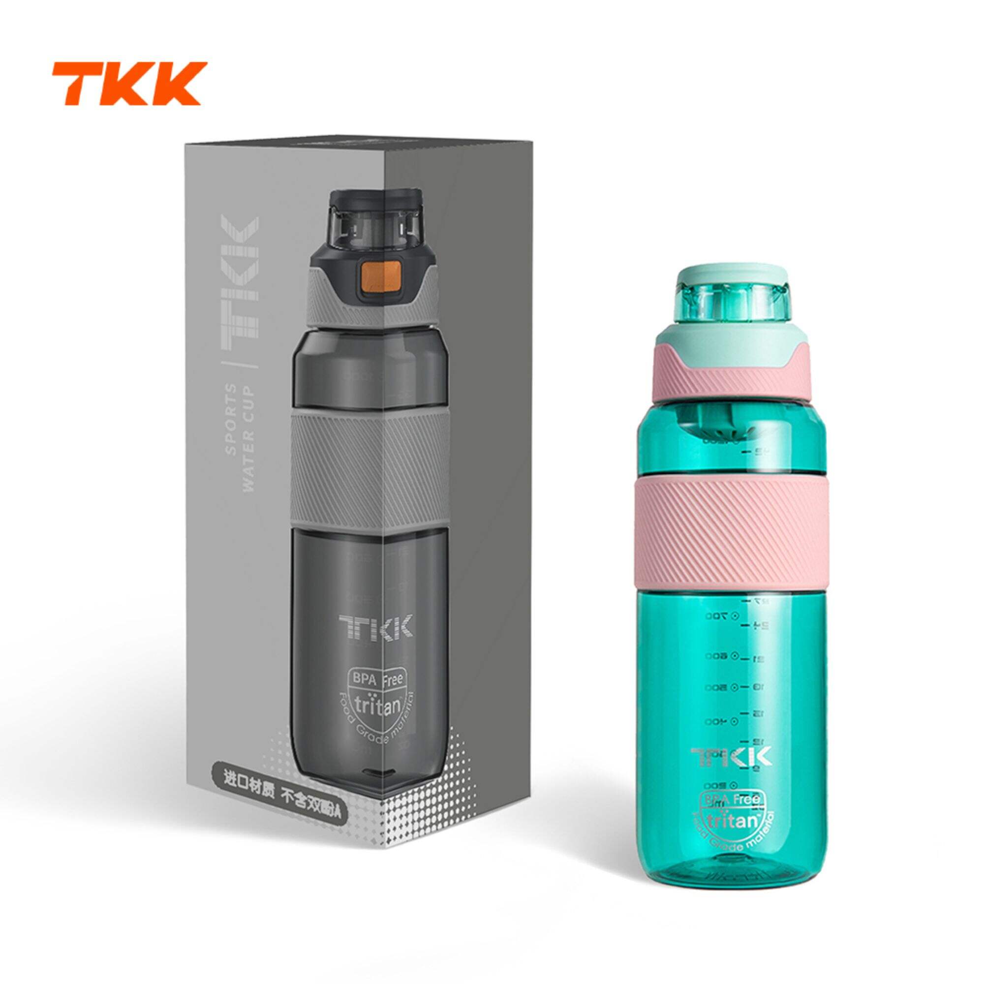 TKK 1000 ml/1200 ml/1500 ml mit Strohhalm, große Wasserflasche mit Fruchtsieb und Griff, Tritan, BPA-frei, für Fitnessstudio, Camping, Outdoor-Sport