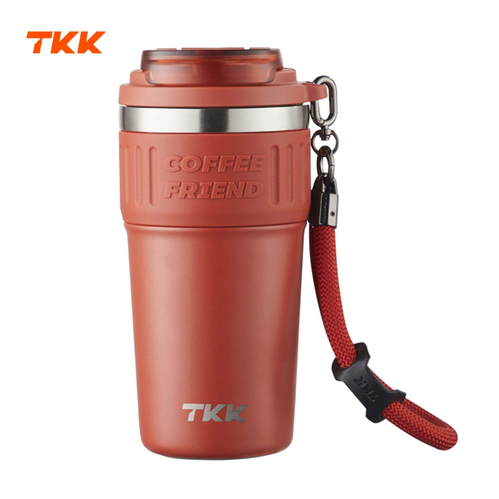 Insulated Coffee Thermos with Ceramic Coating, 21oz Iced Coffee Tumbler Cup with Straw Lid Double Wall Vacuum Leak Proof Travel Mug with Strap for Hot and Iced Beverage