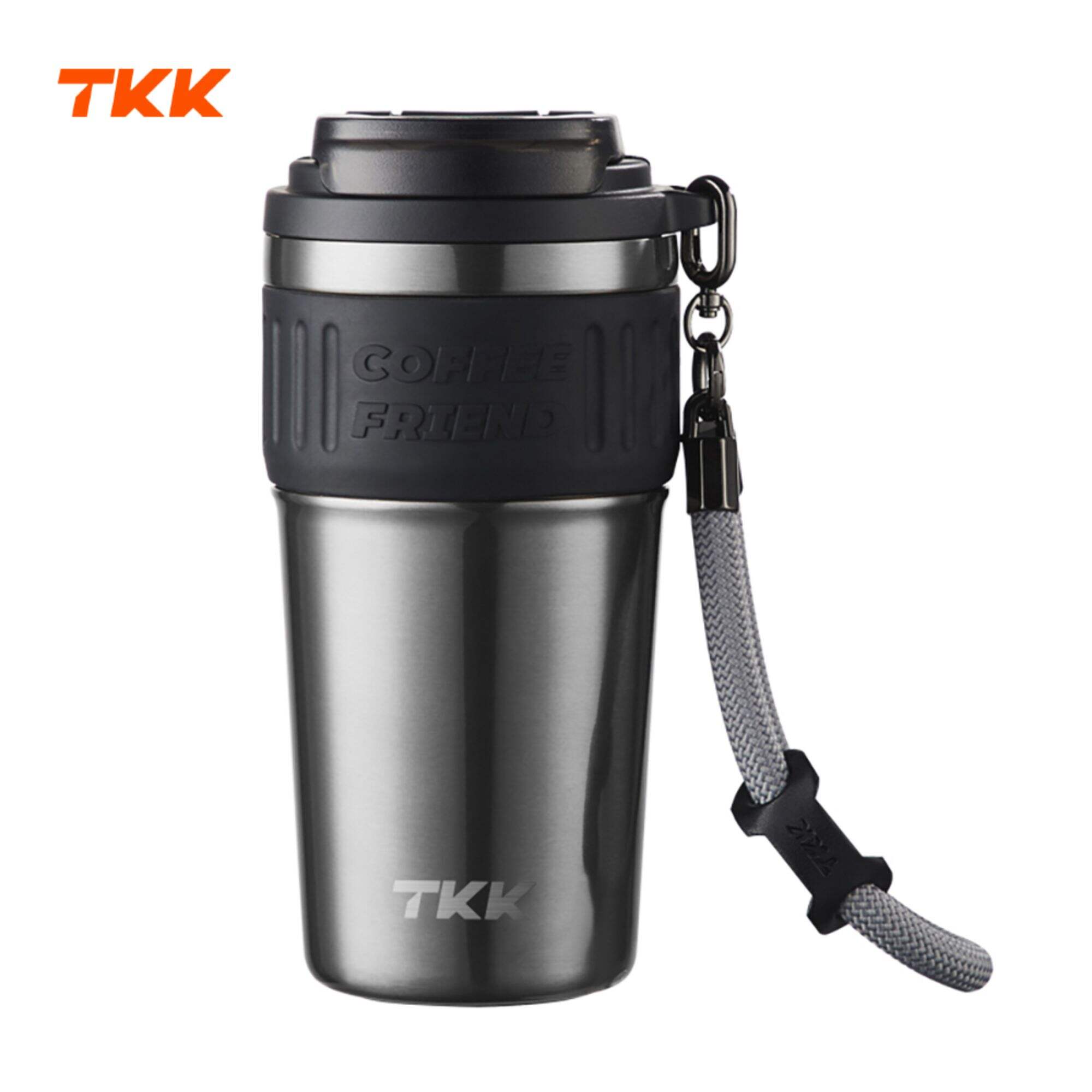 Insulated Coffee Thermos with Ceramic Coating, 21oz Iced Coffee Tumbler Cup with Straw Lid Double Wall Vacuum Leak Proof Travel Mug with Strap for Hot and Iced Beverage
