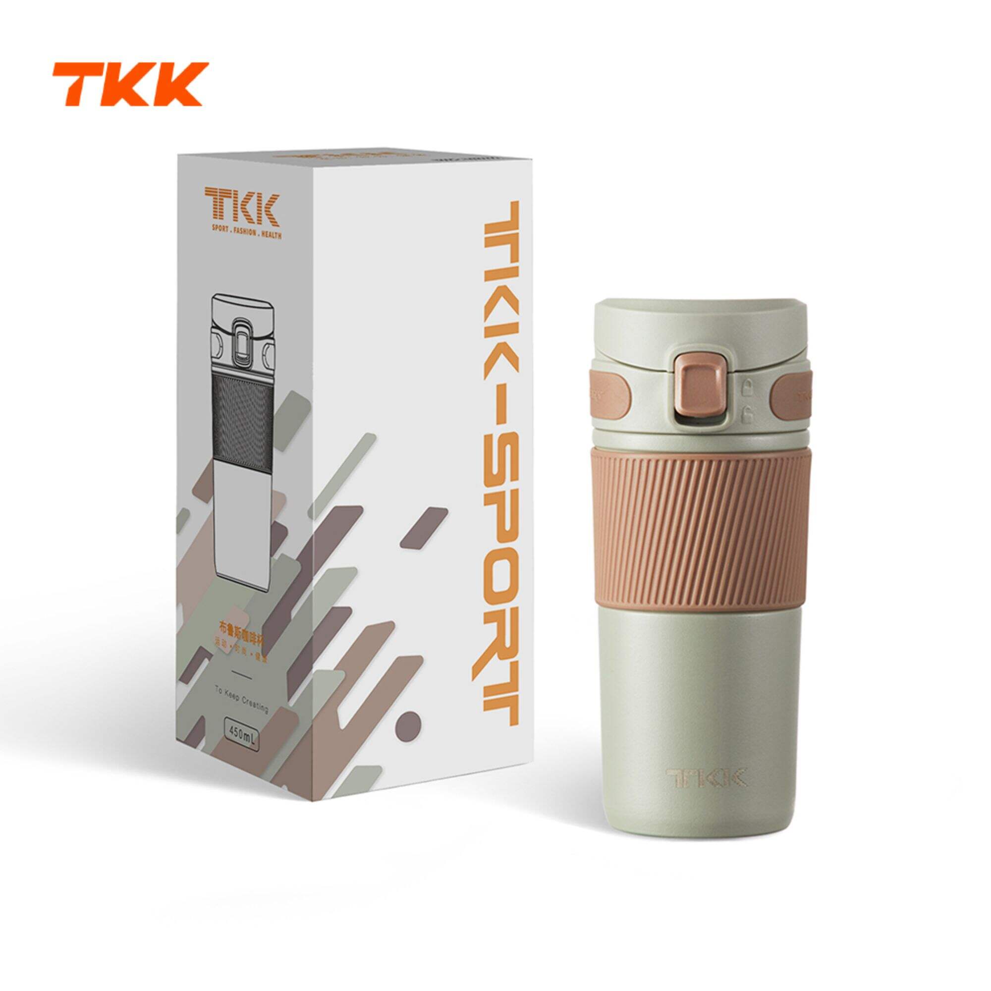 TKK Insulated Coffee Travel Mug Double Wall Leak-Proof Thermos Vacuum Reusable Stainless Steel Tumbler, 15 oz