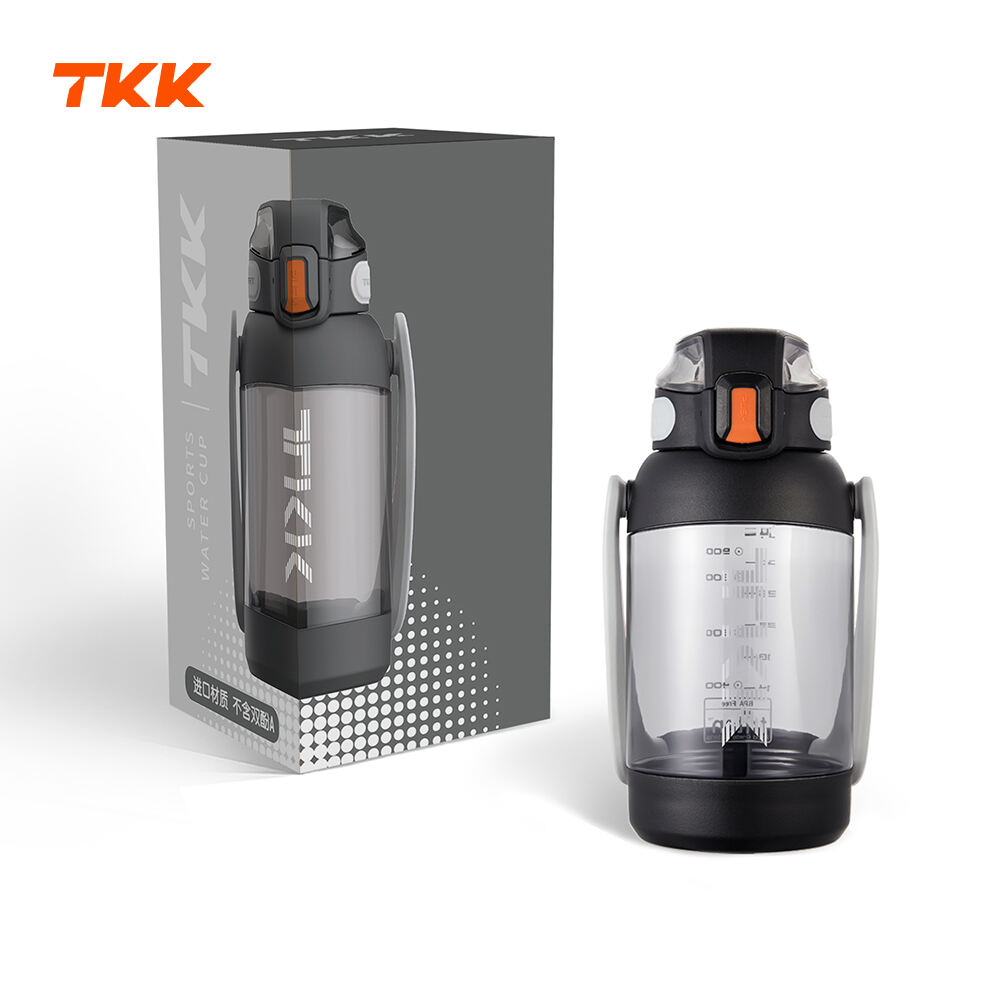 TKK 1000 مل / 1200 مل / 1500 مل مع زجاجة مياه كبيرة بماصة مع مصفاة فواكه ومقبض، تريتان BPA-Fre لصالة الألعاب الرياضية والتخييم والرياضات الخارجية