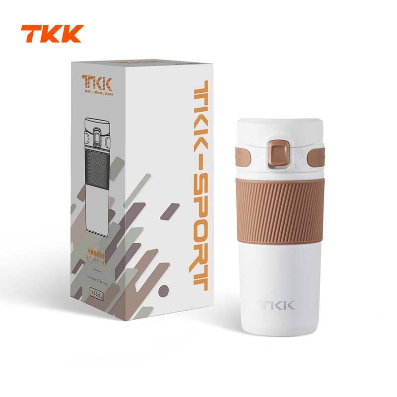 TKK Insulated Coffee Travel Mug Double Wall Leak-Proof Thermos Vacuum Reusable Stainless Steel Tumbler, 15 oz