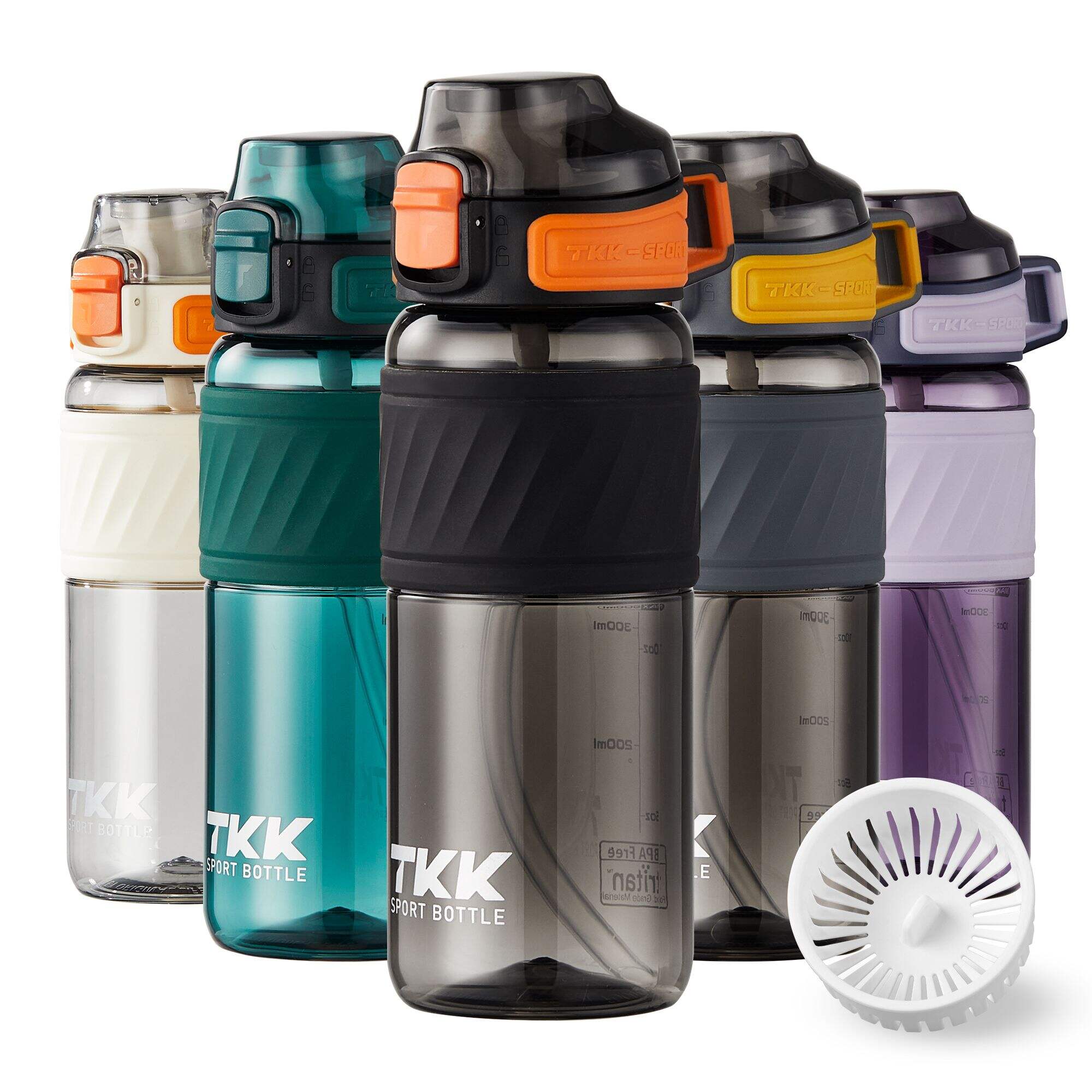 زجاجة مياه بلاستيكية TKK سعة 16 أونصة/20 أونصة مع قش للأطفال، زجاجة مياه للمدرسة، آمنة للاستخدام في غسالة الأطباق، خالية من مادة BPA، تريتان مانعة للتسرب، رياضية في الهواء الطلق، غطاء مفتوح قابل للقفل