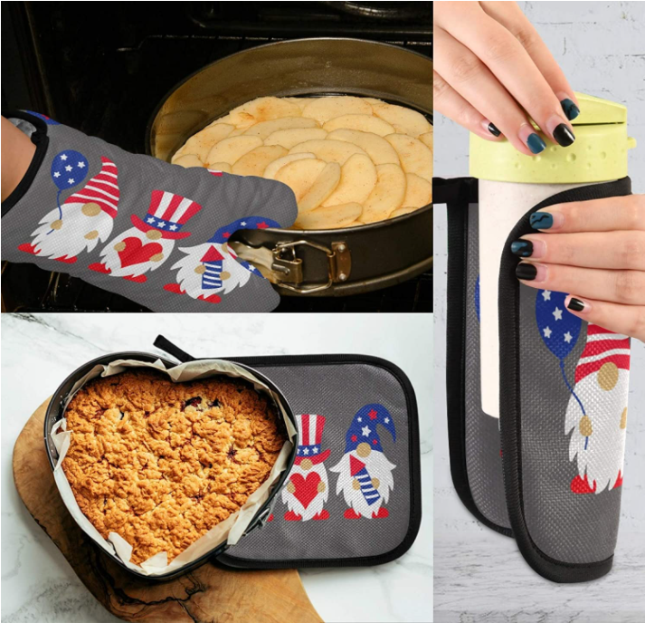 product high quality bbq grill gloves outdoor kitchen oven mitts cotton heat resistant oven mitts-7