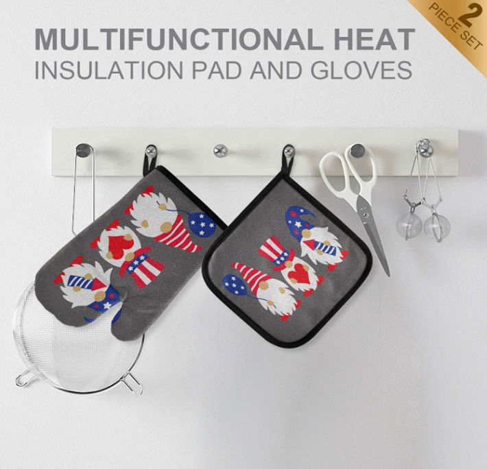 product high quality bbq grill gloves outdoor kitchen oven mitts cotton heat resistant oven mitts-5