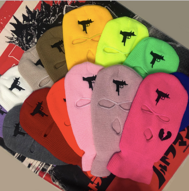 Acrylic Colorful  Promotion 3 Hole Ski Mask Custom Design Outdoor With Embroidery Logo Balaclava Beanie factory