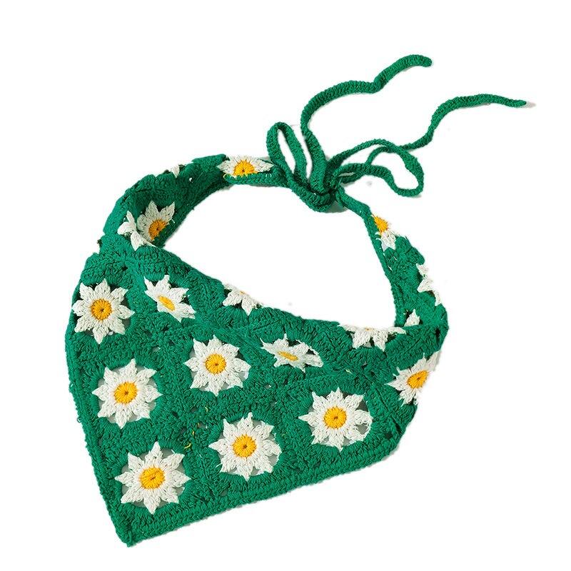 product girls hair accessories crochet bandana knitted hair scarf floral turban triangle headbands for women-11