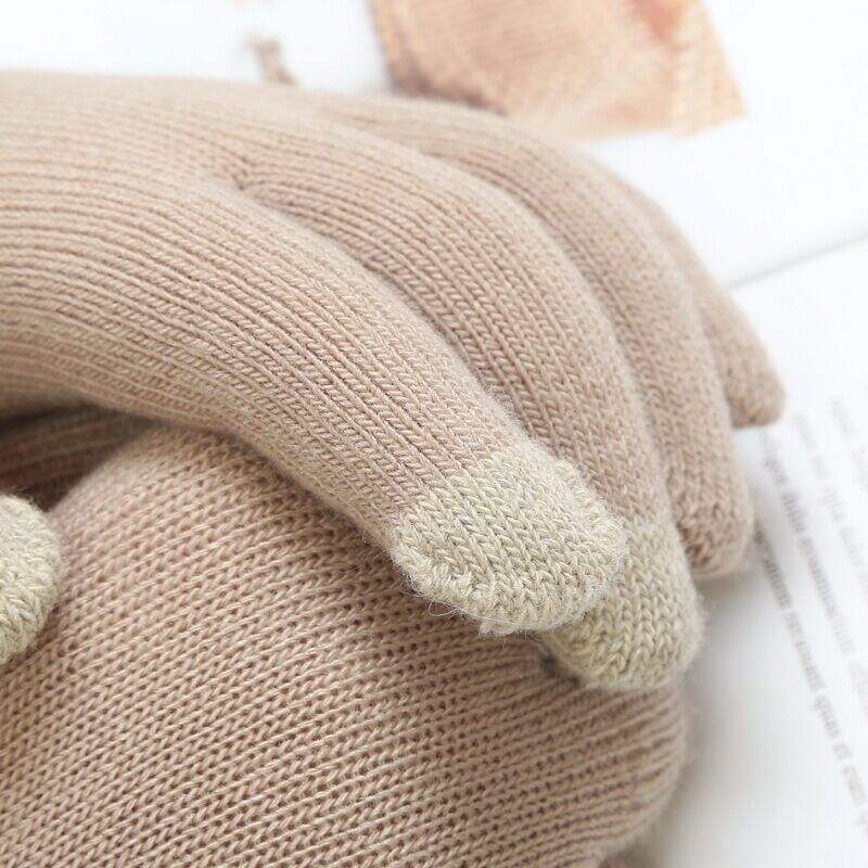 product custom color 3 fingers high quality touch screen gloves warm fleece lined knit gloves-4