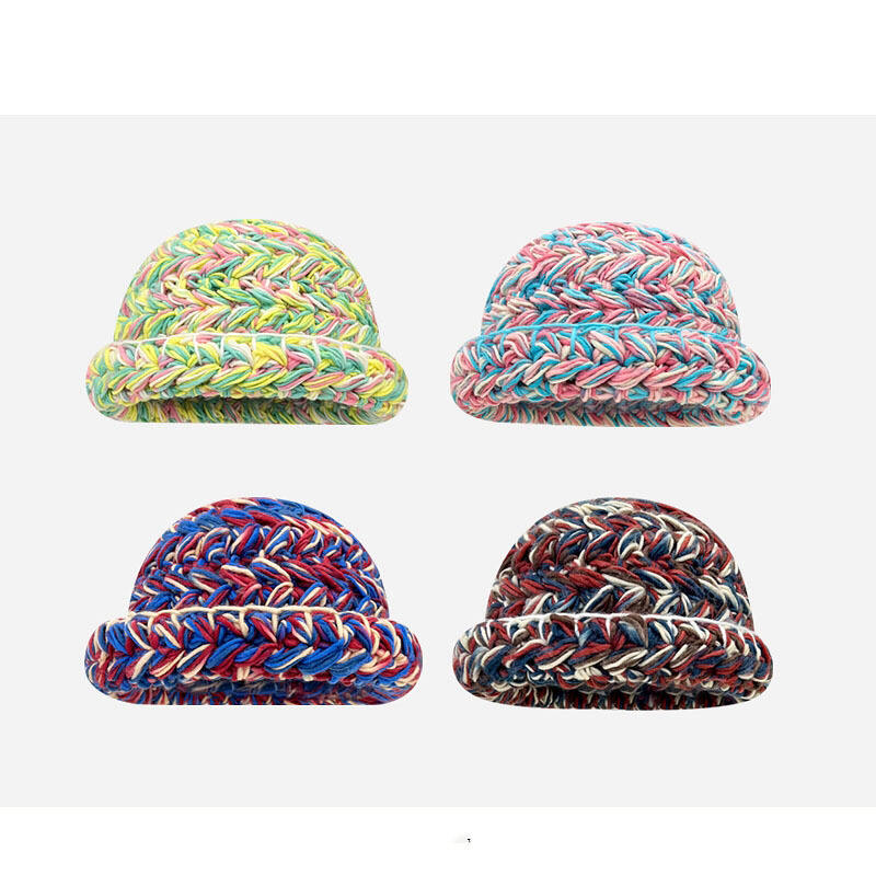 Winter warm Crochet bucket Hats Hand Made Cloche Cap Knitting Cap Beanies supplier