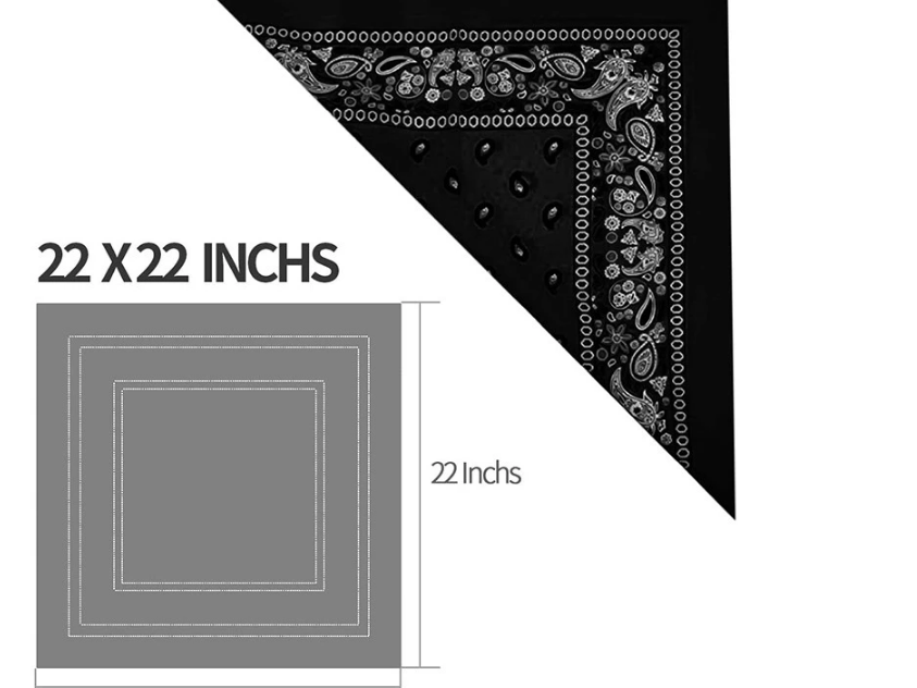 Wholesale custom printed embroidered 100%cotton square blue bandana port headwear bandana details