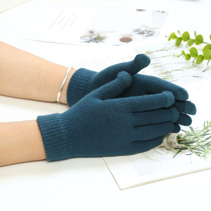 product custom color 3 fingers high quality touch screen gloves warm fleece lined knit gloves-3