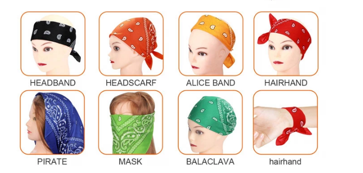 100% cotton water print touch soft Bandanas Multipurpose Square Handkerchiefs Headbands blue bandana details