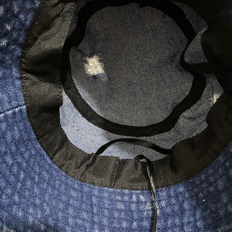 Distressed Vintage Wide Brim Jean Denim Fisherman Bucket Hats Frayed Ripped Vintage Fisherman Cap manufacture