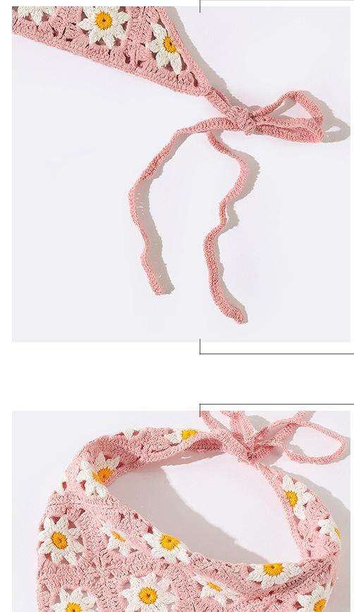product girls hair accessories crochet bandana knitted hair scarf floral turban triangle headbands for women-5