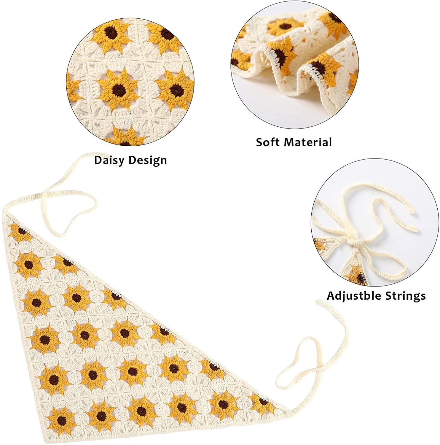 Girls Hair Accessories Crochet Bandana Knitted Hair Scarf Floral Turban Triangle Headbands for Women supplier