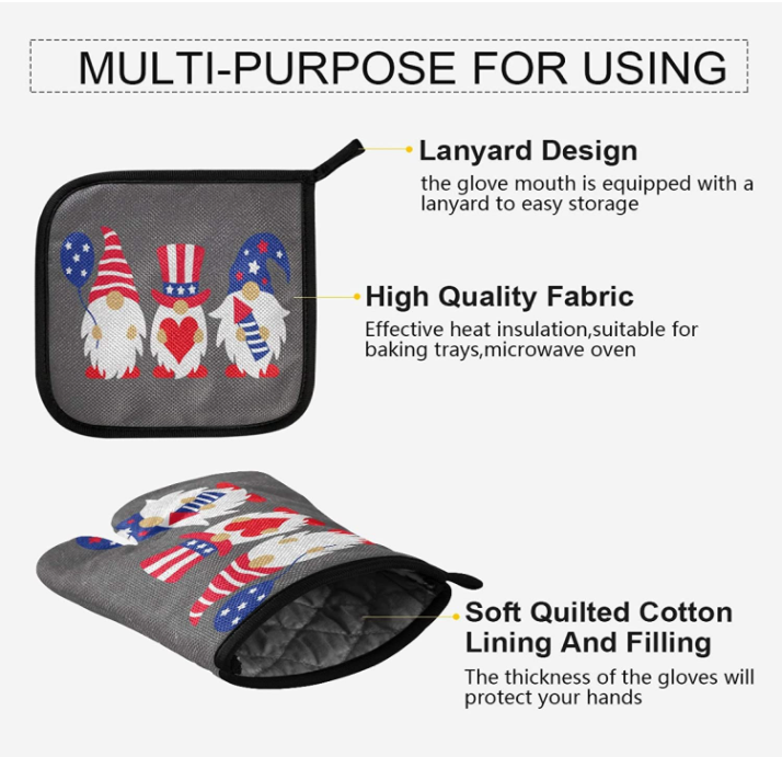 product high quality bbq grill gloves outdoor kitchen oven mitts cotton heat resistant oven mitts-6