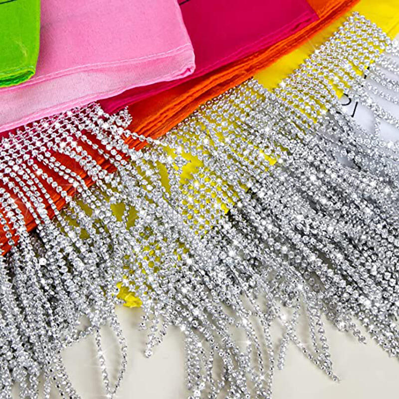 Fashion design Disco Fringed Bandana Cowgirl Bachelorette Bandana for women ladies girls gift shiny rhinestone factory