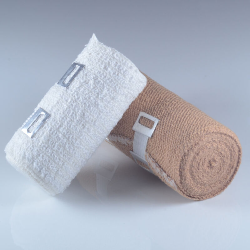 Wound Dressing Elastic Crepe Bandage with Elastic Band Clip High Quality Breathable Stretch Bandage First Aid Spandex / Cotton 