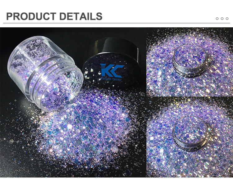 New Holographic Hexagon Mix Size Glitter Powder Bulk Chameleon Color change Fish Scale glitter supplier