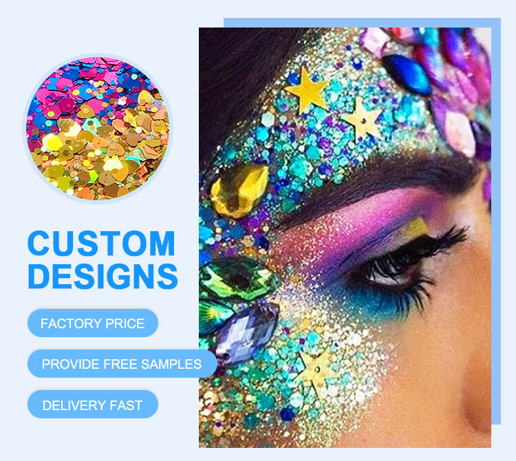 Custom Shape Glitter Bulk Chunky Mixed Polyester Glitter Powder supplier