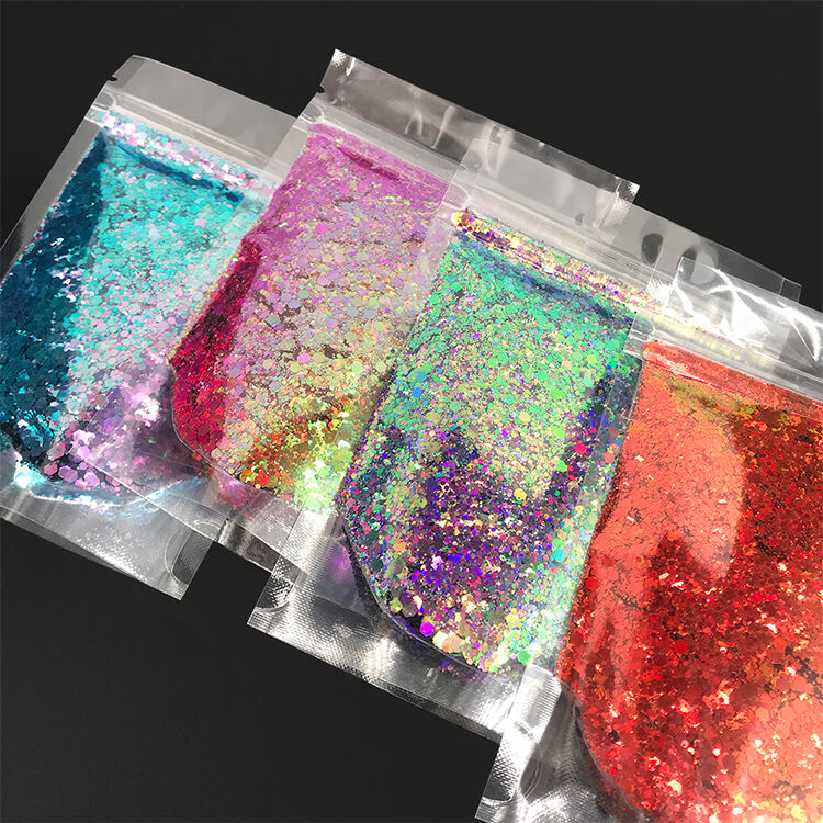 Wholesale Chameleon Color Shift Glitter Bulk Color Change Polyester Chunky Glitter details