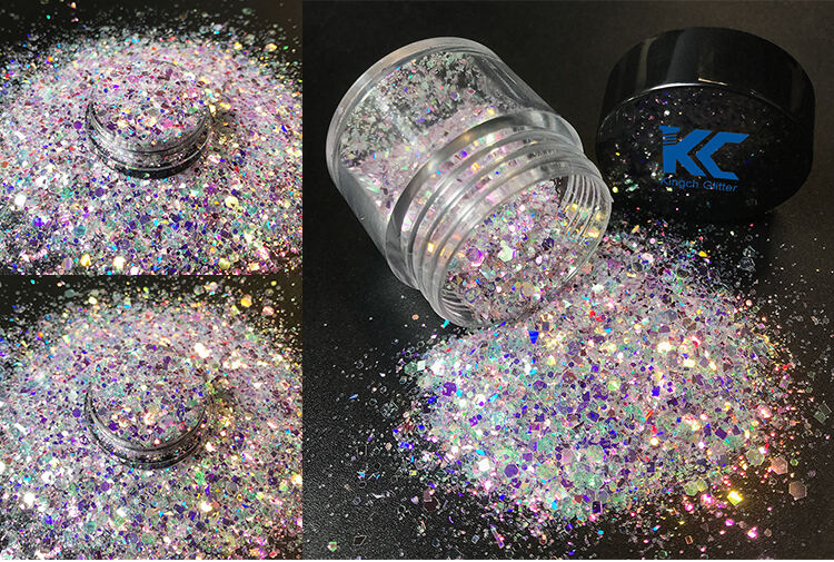 New Holographic Hexagon Mix Size Glitter Powder Bulk Chameleon Color change Fish Scale glitter manufacture