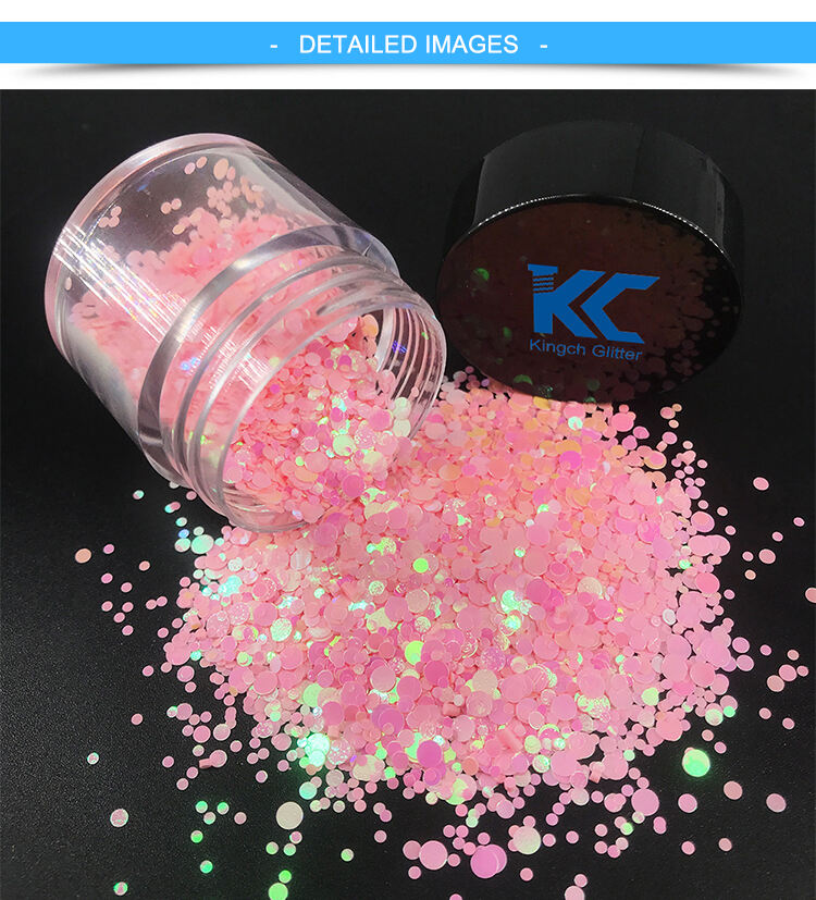 Hot Sale Non-Toxic Resistant Solvent Extra Fine Holographic Polyester Chunky Mixed Glitter details