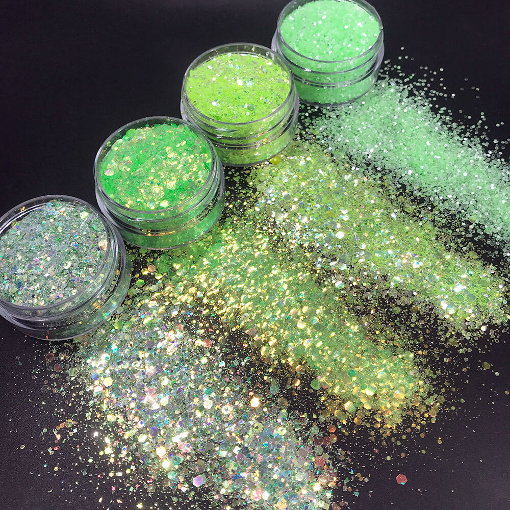 Hot Sale Non-Toxic Resistant Solvent Extra Fine Holographic Polyester Chunky Mixed Glitter factory