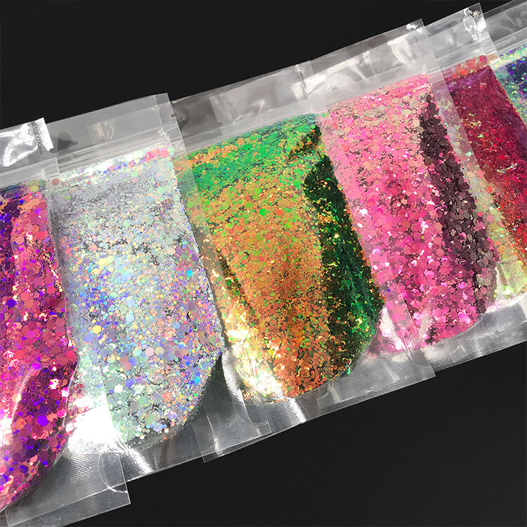 Wholesale Chameleon Color Shift Glitter Bulk Color Change Polyester Chunky Glitter factory