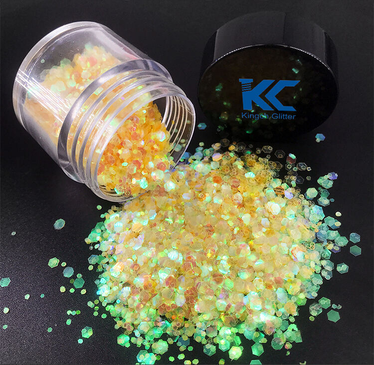 Hot Sale Non-Toxic Resistant Solvent Extra Fine Holographic Polyester Chunky Mixed Glitter supplier