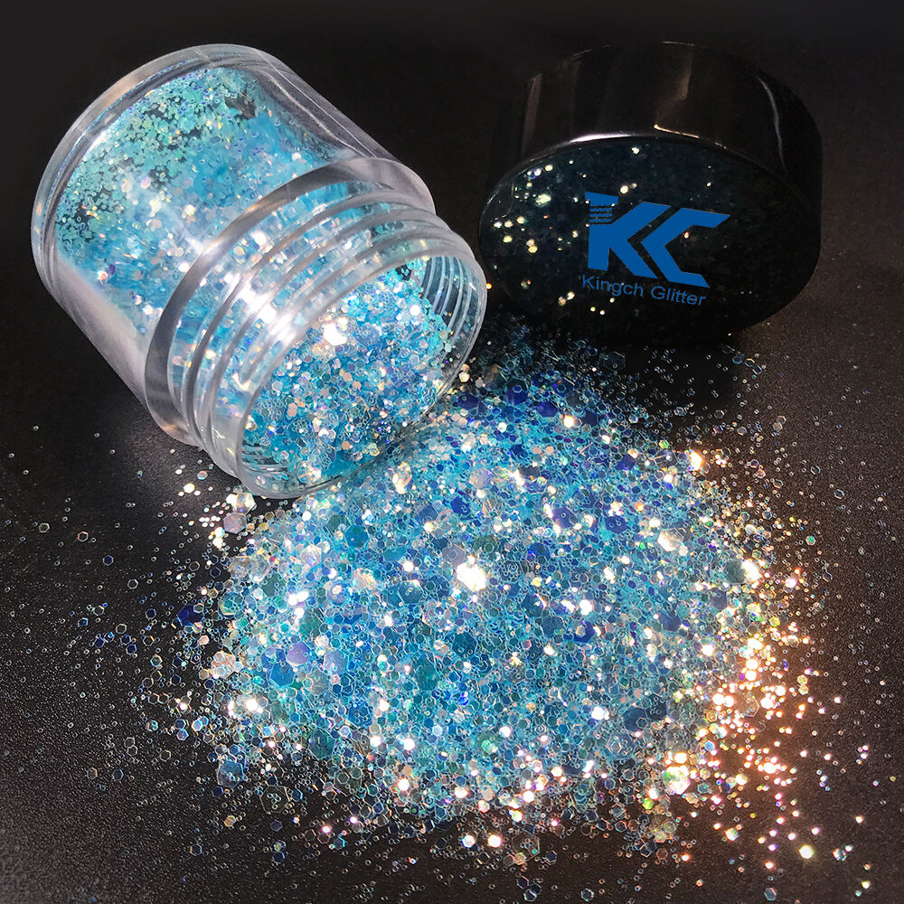 Opal Chunky Polyester Glitter Resistant Solvent light gold Glitter mix For Craft Decoration