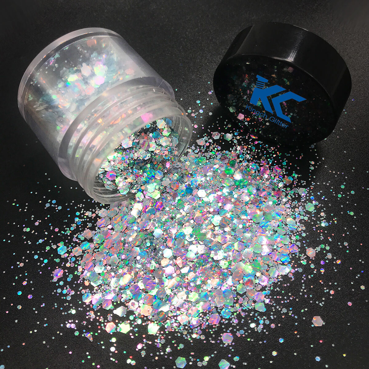 New Holographic Hexagon Mix Size Glitter Powder Bulk Chameleon Color change Fish Scale glitter factory