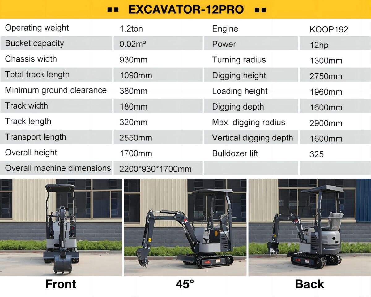 WY12pro mini excavator 1.2 ton minibagger Kubota Engine digger mini pelle Chinese small excavator machine details