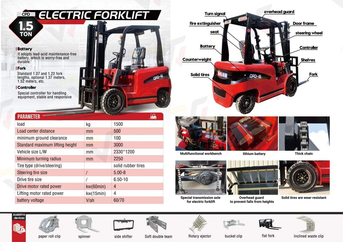 WY15 Mini Electric Forklift 1.5Ton Lithium Battery ISO CE Forklift factory