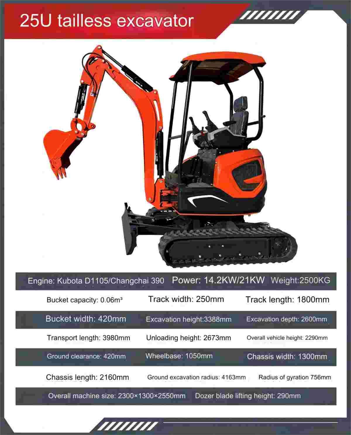 WY25 mini excavator 2.5 ton minibagger Kubota Engine digger mini pelle Chinese small excavator machine details