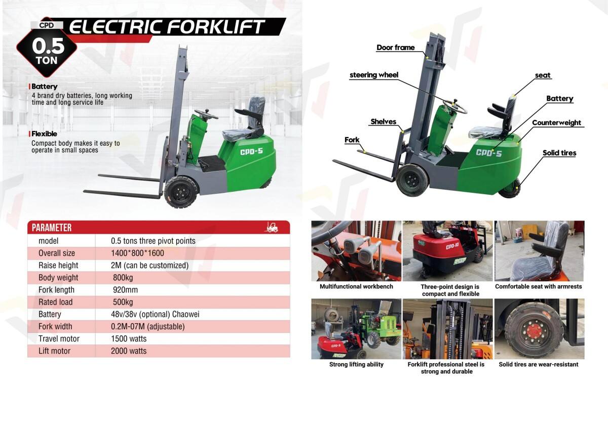 WY0.5 Ton Mini Electric Forklift 3 Wheel Lithium Battery ISO CE Forklift manufacture