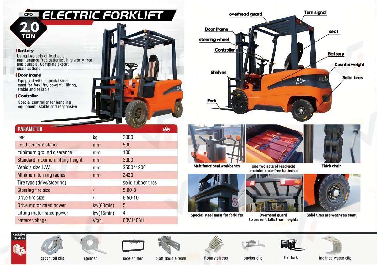 WY20 Mini Electric Forklift 2Ton Lithium Battery ISO CE Forklift manufacture