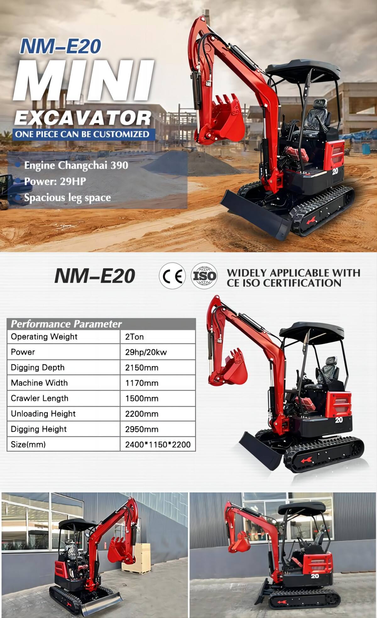 WY20 Cheap Price 2 ton mini excavator minibagger Kubota Engine digger mini pelle Chinese small excavator machine factory