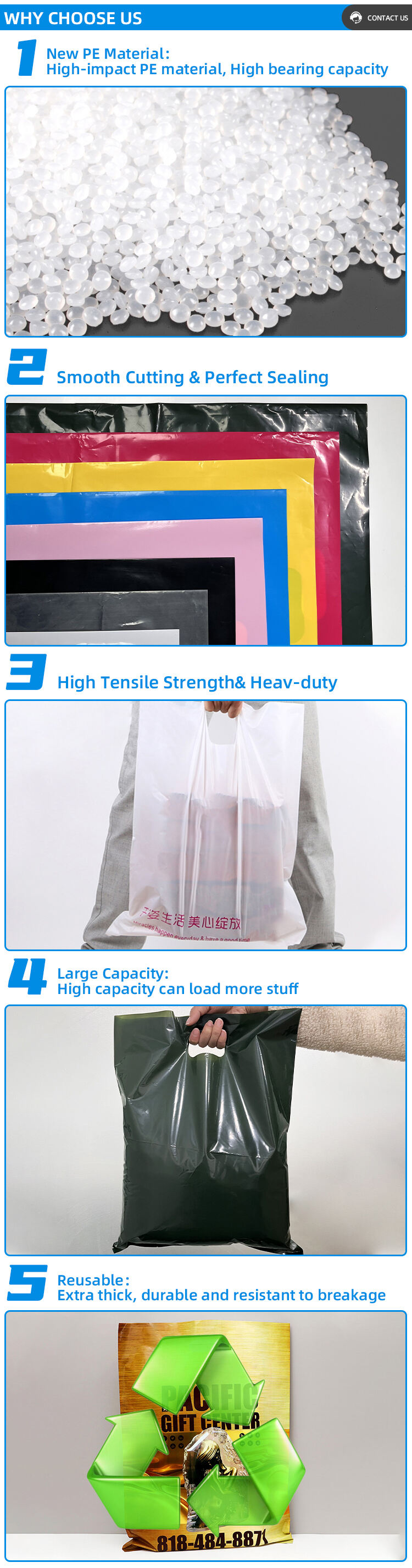 Luxury Black Plastic Shopping Bags With Logo Heavy Duty Plastic Shopping Bags factory