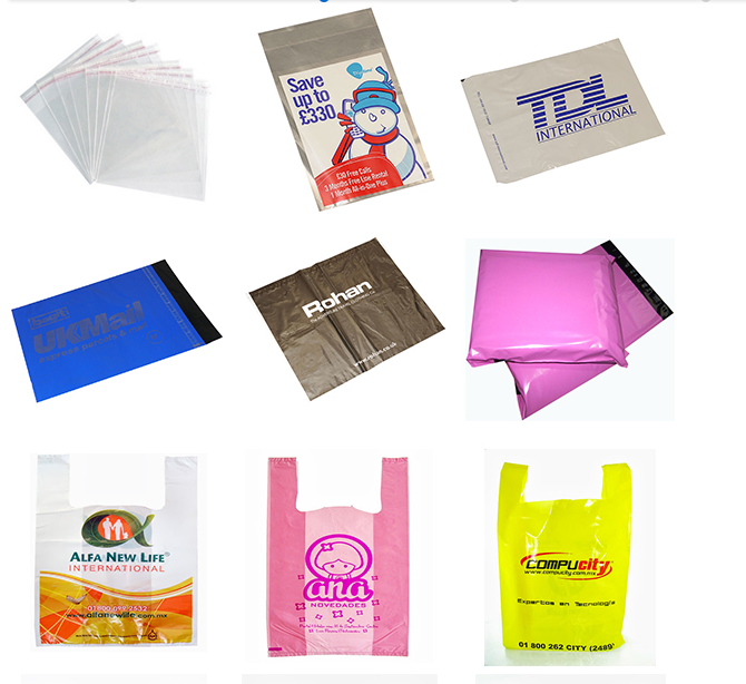 Glossy Plain Pink and Purple color 12x16 inches plastic merchandise shopping bags/die cut bags details