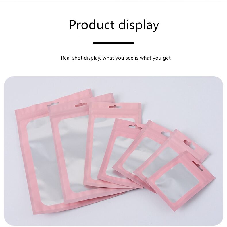 Pink Mylar Bags Holographic Packaging Bags, Clear Resealable Proof Foil Pouch Bags for Food Storage factory